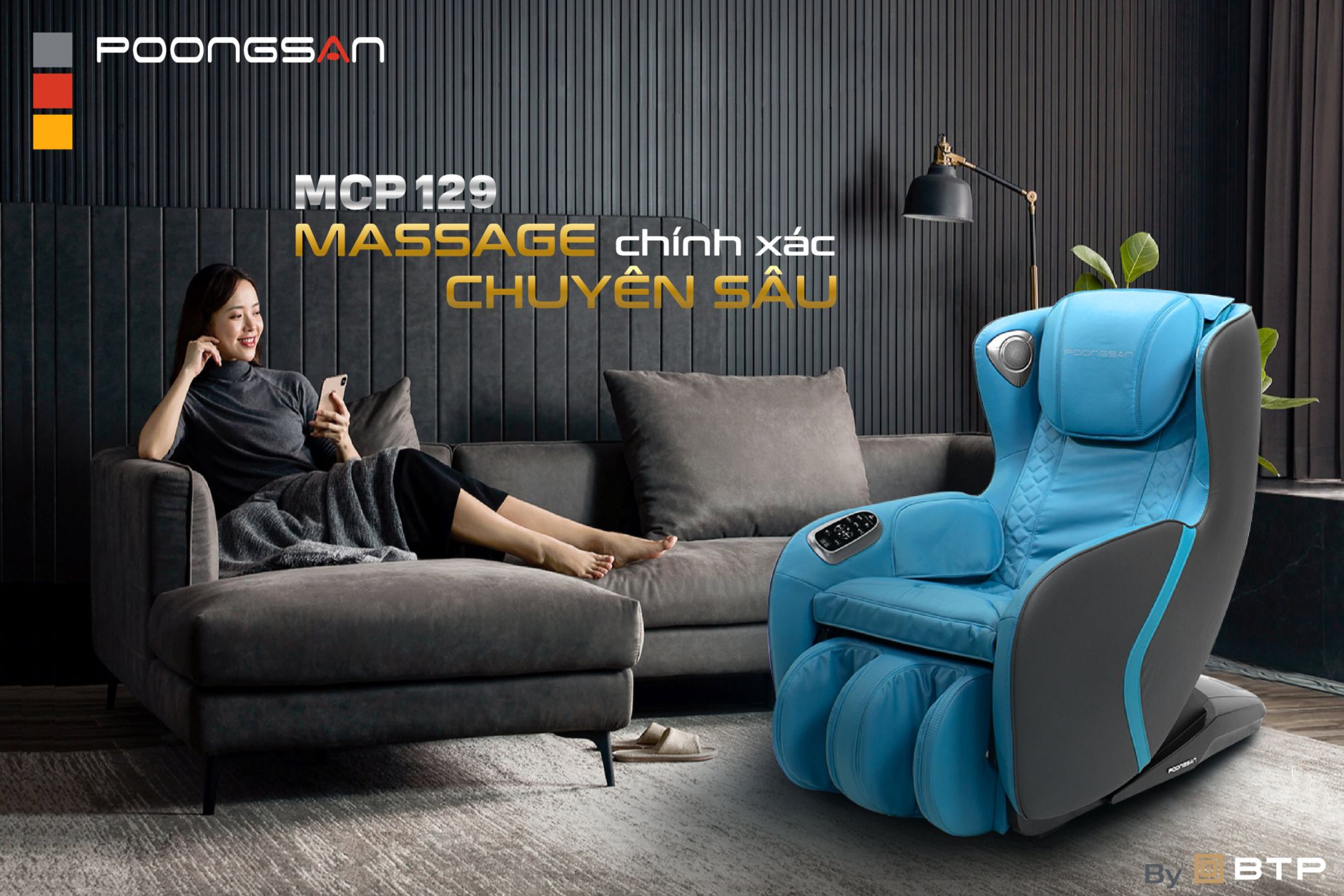 Ghế massage Poongsan MCP-129 giải quyết các vấn đề đau nhức mỏi xương khớp